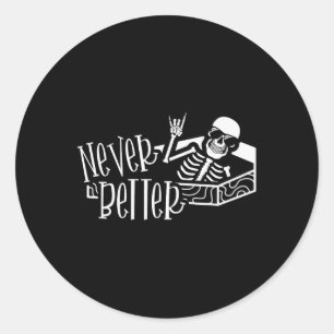 Pegatina Redonda Halloween Para Las Mujeres Nunca Mejor Skeleton Fu