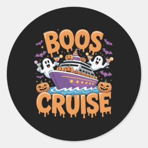 Pegatina Redonda Halloween Party Wine Beer Boos Cruise