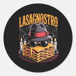 Pegatina Redonda Halloween Pasta Meme Mafia Parodia Funny Lasagna A
