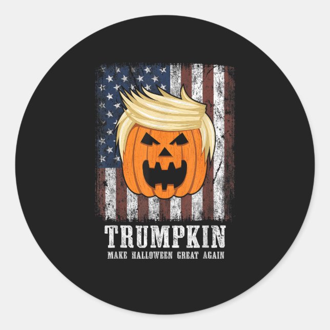 Pegatina Redonda Halloween patriótico Trumpkin (Anverso)