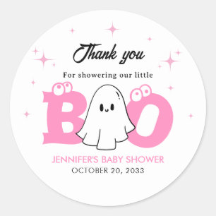 Pegatina Redonda Halloween Pequeño Chica de Boos Baby Shower Gracia