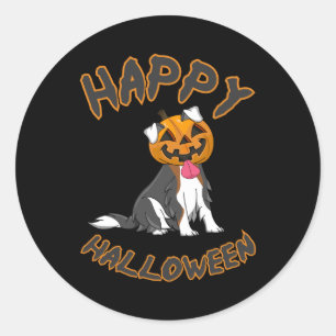 Pegatina Redonda Halloween Perro Perro Calabaza Horror Idea Regalo