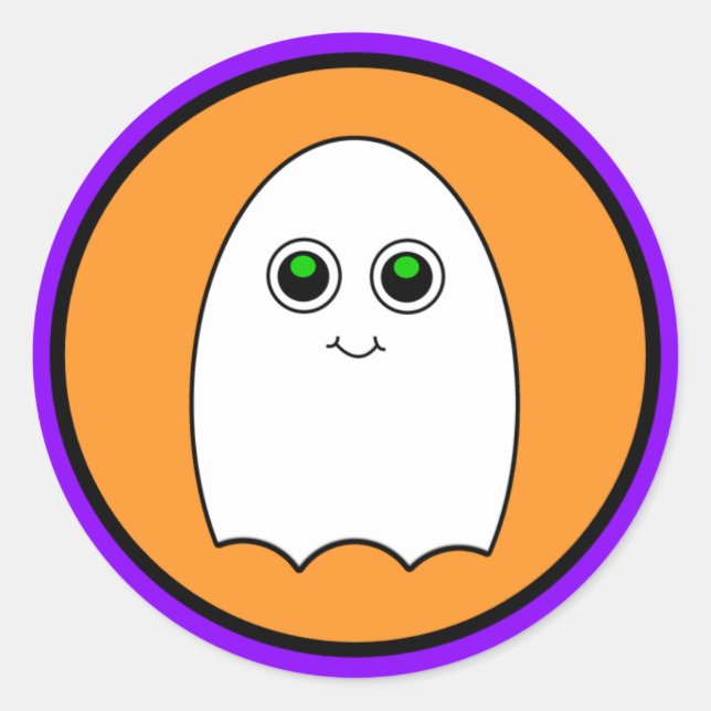 Pegatina Redonda Halloween Personalizado Ghost (Anverso)