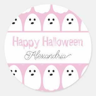 Pegatina Redonda Halloween Personalizado Los Fantasmas Cuidados Ros