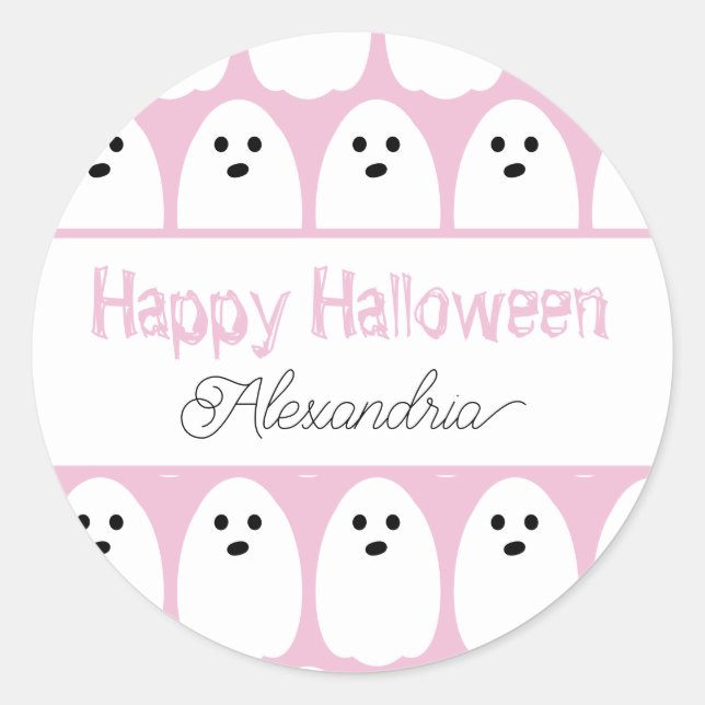 Pegatina Redonda Halloween Personalizado Los Fantasmas Cuidados Ros (Anverso)