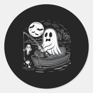 Pegatina Redonda Halloween Pesca Camisas Fantasmas Fis