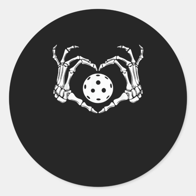 Pegatina Redonda Halloween Pickle Skeleton Heart Hands (Anverso)