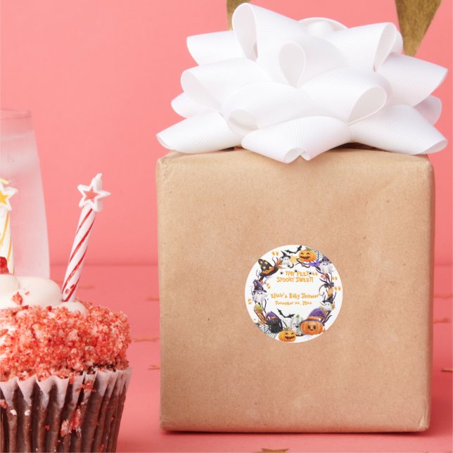 Pegatina Redonda Halloween pies pequeños, dulce y espeluznante Baby (Fiesta)