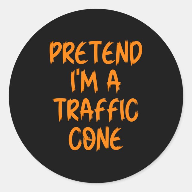 Pegatina Redonda Halloween Pretend I'm A Traffic Cone Costume Lazy  (Anverso)