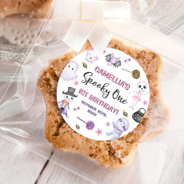 Pegatina Redonda Halloween, primer cumpleaños de Spooky One Chicas