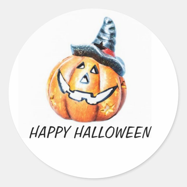 Pegatina Redonda Halloween Pumkin (Anverso)