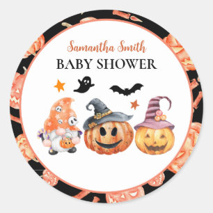 Pegatina Redonda Halloween Pumpkin Baby Shower