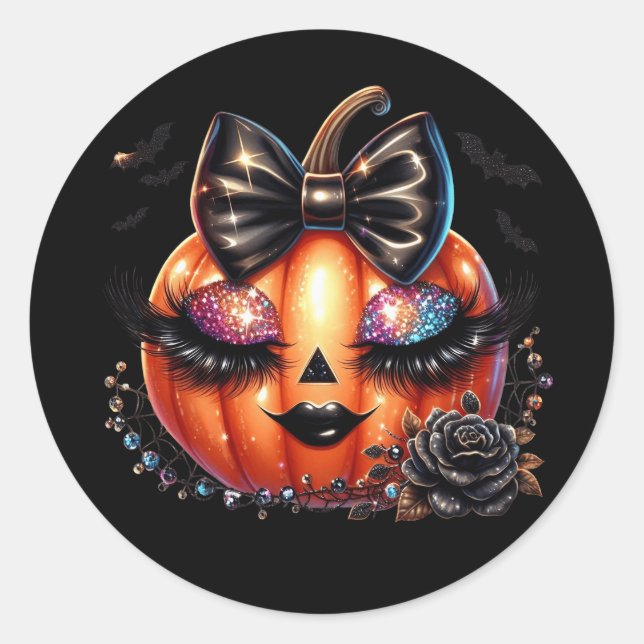 Pegatina Redonda Halloween Pumpkin Stickers (Anverso)