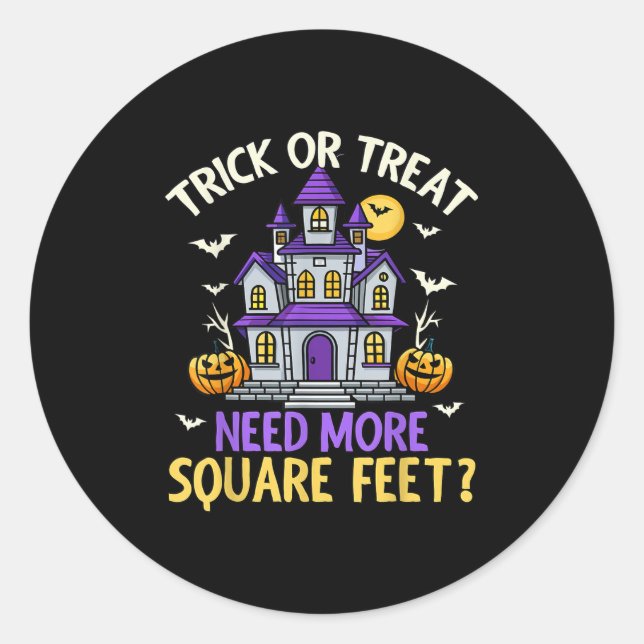 Pegatina Redonda Halloween Real Estate Agent Broker Funny Realtor M (Anverso)