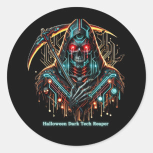 Pegatina Redonda Halloween Reaper: Dark Tech