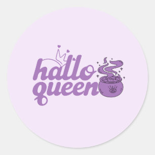 Pegatina Redonda Halloween, Reina de Halloween, Halloqueen, Retro