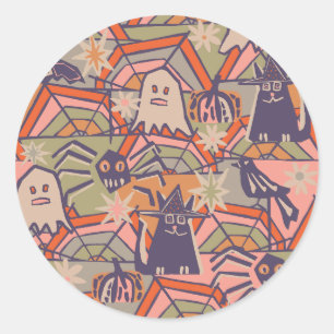 Pegatina Redonda Halloween retro