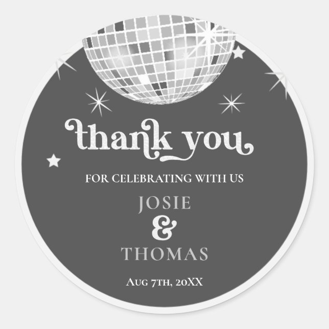 Pegatina Redonda Halloween Retro Disco Spiders & Disco Ball Boda (Anverso)