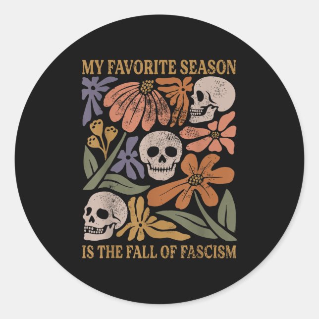 Pegatina Redonda Halloween Retro My Favorite Season Is The Fall Of  (Anverso)