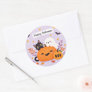 Pegatina Redonda halloween rosa