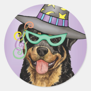 Pegatina Redonda Halloween Rottweiler