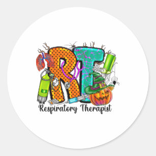 Pegatina Redonda Halloween Rt Terapia Respiratoria Spooky Rt Pumpk