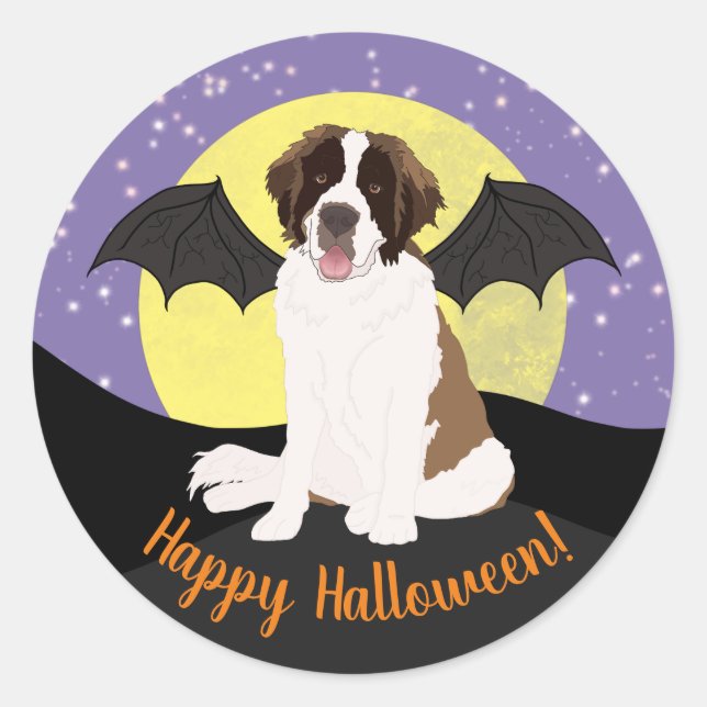 Pegatina Redonda Halloween Saint Bernard (Anverso)