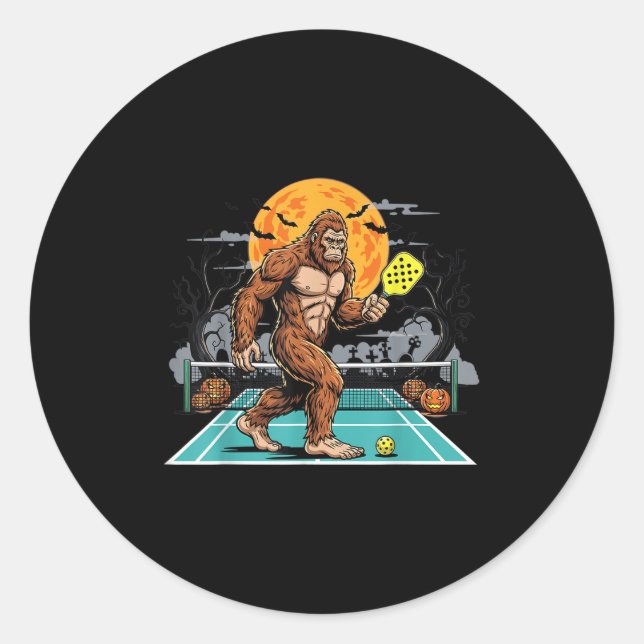 Pegatina Redonda Halloween Sasquatch Ckleball Bigfoot Soky Moon  (Anverso)
