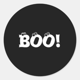 Pegatina Redonda Halloween Scary Boo! globos oculares blanco negro