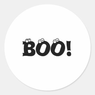 Pegatina Redonda Halloween Scary Boo! globos oculares blanco negro