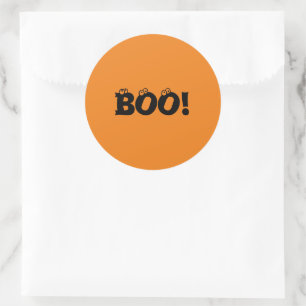 Pegatina Redonda ¡Halloween Scary Boo! naranja negro de ojos