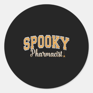 Pegatina Redonda Halloween Sder Varsity Naranja Soky Pharmacist