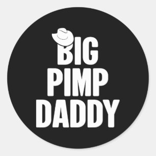 Pegatina Redonda Halloween Shirt Big Pimp Daddy Pimp Costume Fiesta