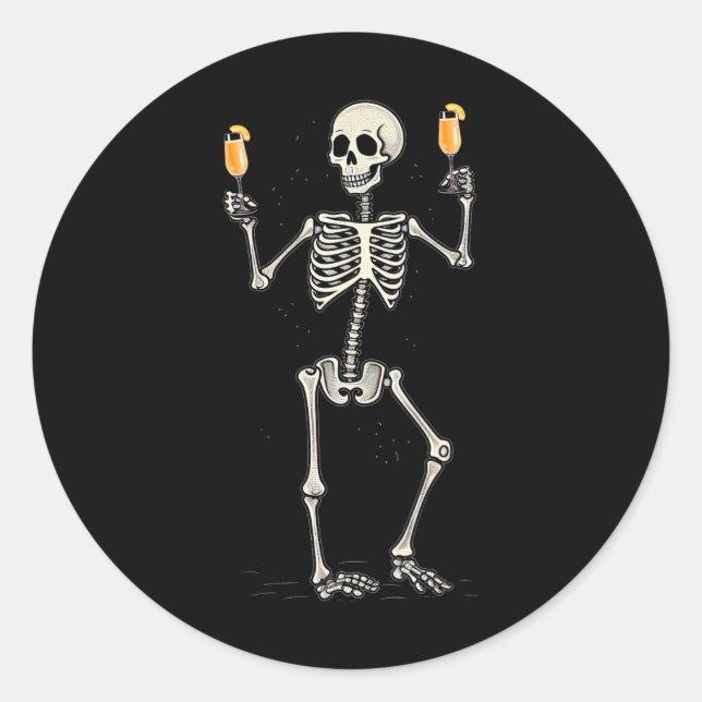 Pegatina Redonda Halloween Skeleton Bebe Peach Bellini Tail (Anverso)
