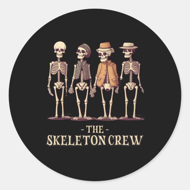 Pegatina Redonda Halloween Skeleton Crew (Anverso)