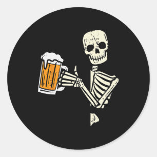 Pegatina Redonda Halloween Skeleton Dad Funny Lazy Skull Costume Pa