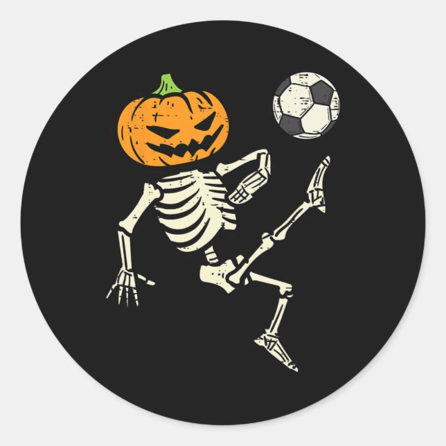Pegatina Redonda Halloween Skeleton Football Costume Boy Kid (Anverso)