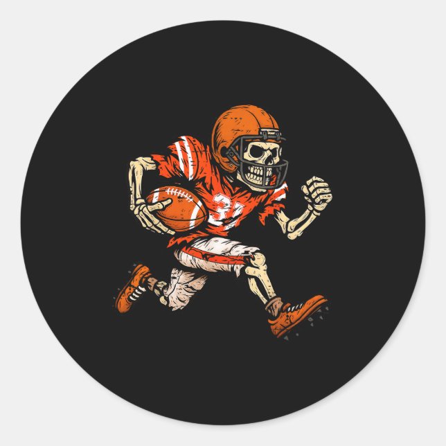 Pegatina Redonda Halloween Skeleton Football Player Soky Season Men (Anverso)