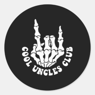 Pegatina Redonda Halloween Skeleton Guay Uncles Club Retro Uncle Fa