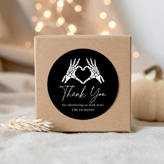 Pegatina Redonda Halloween Skeleton Hands Baby Shower (Subido por el creador)