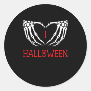 Pegatina Redonda Halloween Skeleton manos formando el corazón gótic