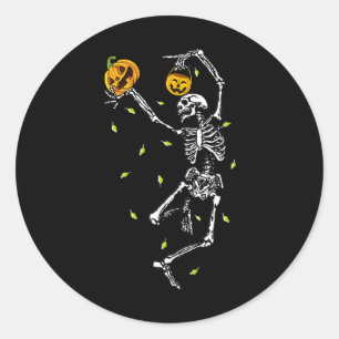 Pegatina Redonda Halloween Skeleton Men Dance Skeleton Pumpon