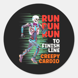Pegatina Redonda Halloween Skeleton Runner Creepe Cardio Jogger Spo