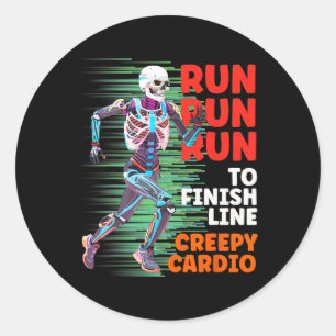 Pegatina Redonda Halloween Skeleton Runner Creepe Cardio Jogger Spo