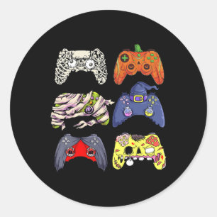 Pegatina Redonda Halloween Skeleton Zombie Witch Controller Mummy B