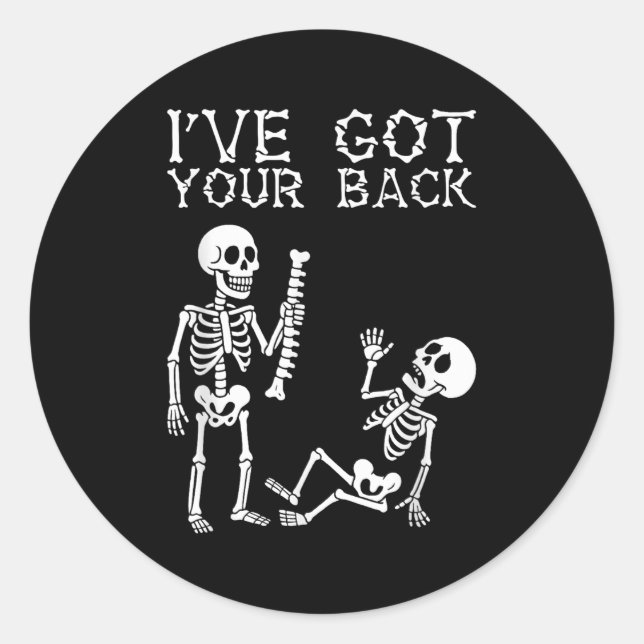 Pegatina Redonda Halloween Skeletons Ive Got Your Back Costume Men  (Anverso)