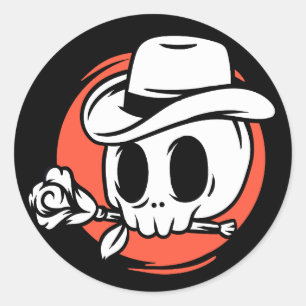 Pegatina Redonda Halloween Skull