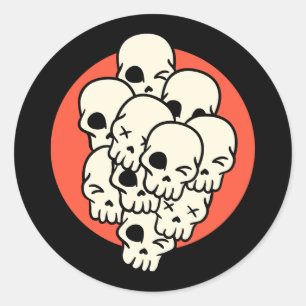 Pegatina Redonda Halloween Skull