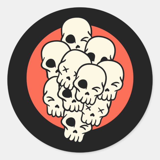 Pegatina Redonda Halloween Skull (Anverso)