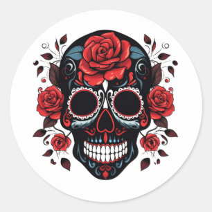 Pegatina Redonda Halloween Skull